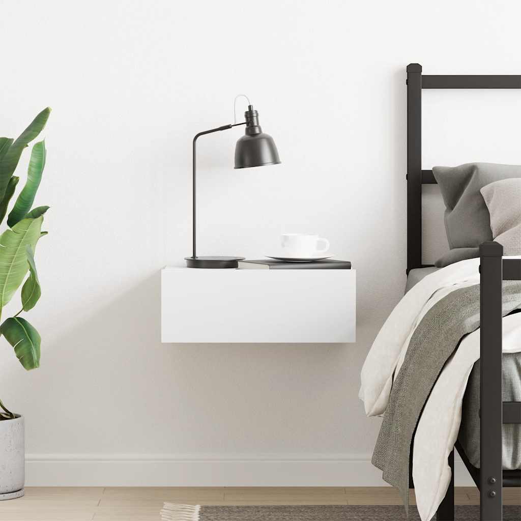 Vidaxl nachtkastje zwevend 40x30x15 cm bewerkt hout wit