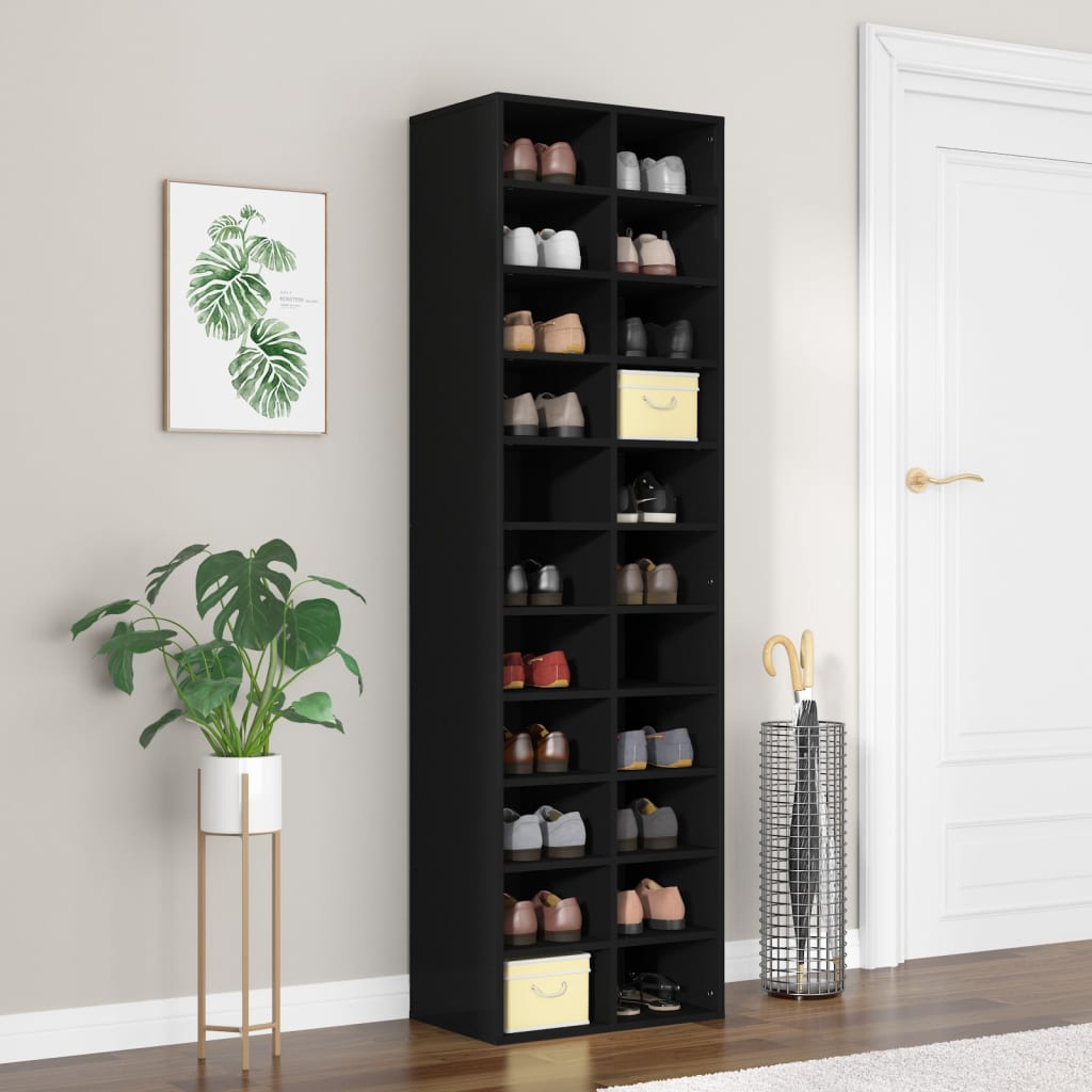 Vidaxl Shoe Cabinet 54x34x183 cm Property Wood Black