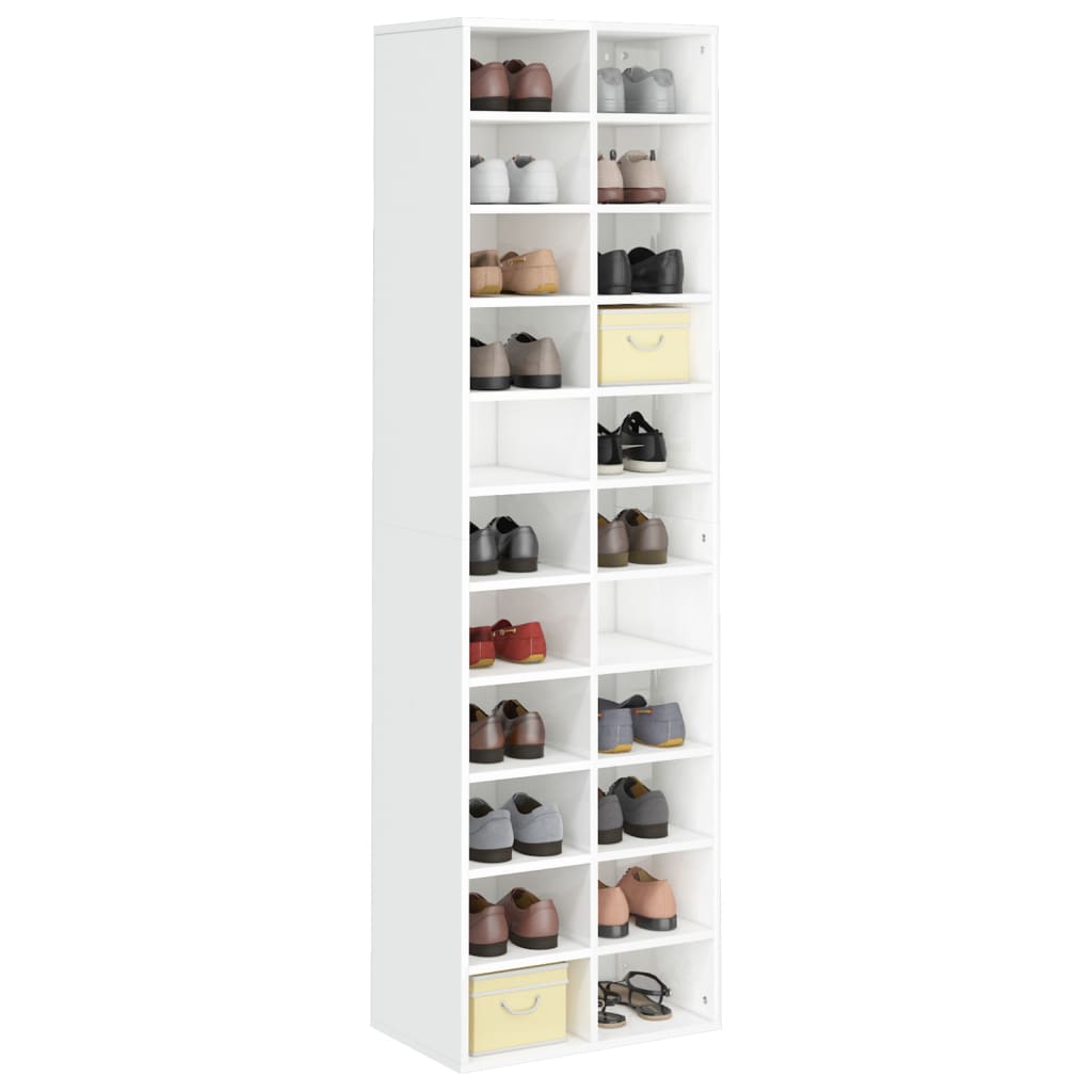 Vidaxl Shoe Cabinet 54x34x183 cm spånplade High -Gloss White