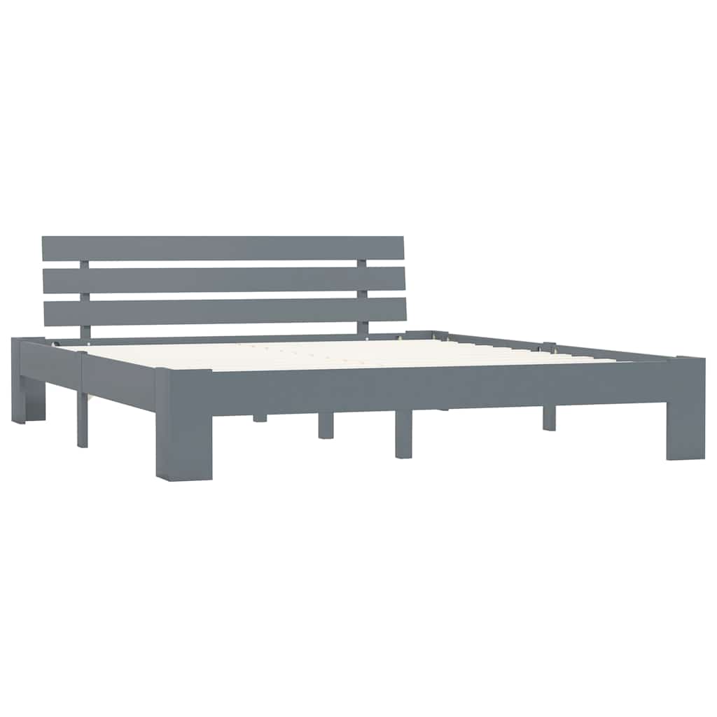 Vidaxl bedframe met hoofdbord massief grenenhout grijs 160x200 cm