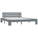 Vidaxl bedframe met hoofdbord massief grenenhout grijs 160x200 cm