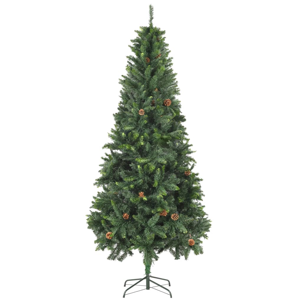 Vidaxl Kunstkerstboom with pine cones 210 cm green