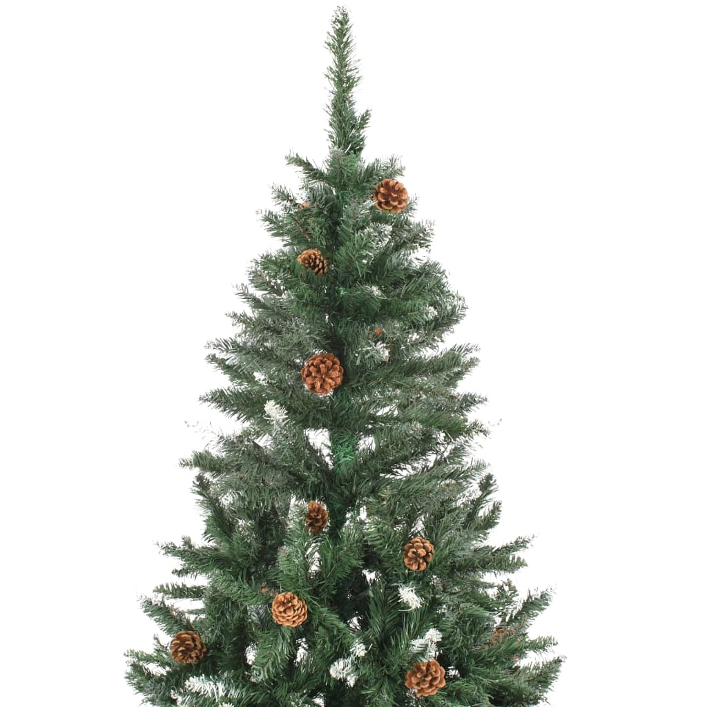 Vidaxl Kunstkerstboom s borovicovými kužely a bílý třpyt 150 cm