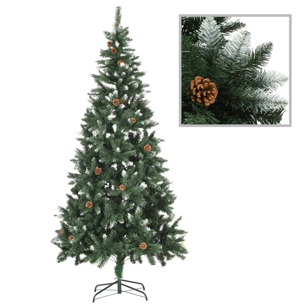 Vidaxl Kunstkerstboom con coni di pino e glitter bianchi 210 cm