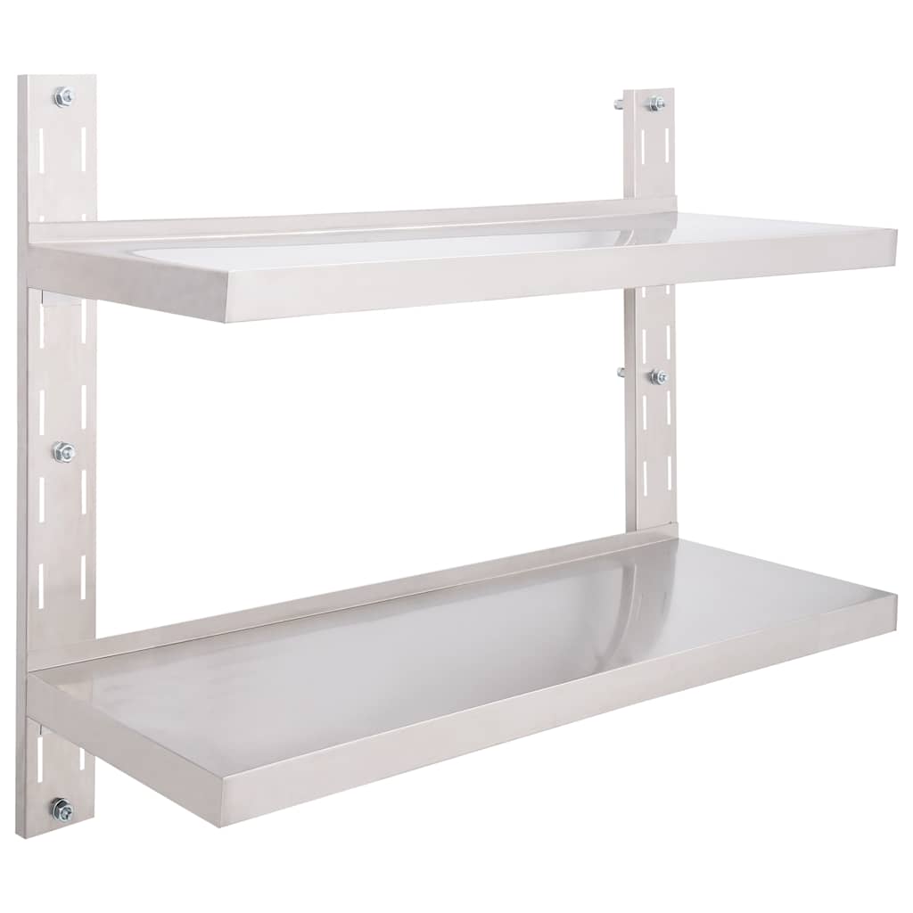 Vidaxl zwevend schap 2-laags 100x30 cm roestvrij staal