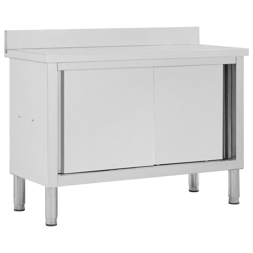 Table de travail Vidaxl avec portes coulissantes 120x50x (95-97) CM en acier inoxydable