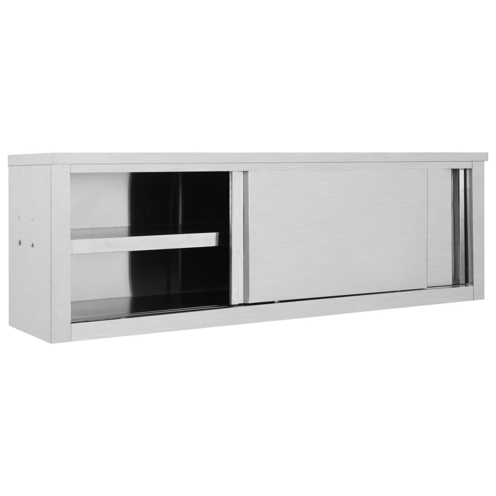 Armario de pared de cocina Vidaxl con puertas correderas de acero inoxidable de 150x40x50 cm