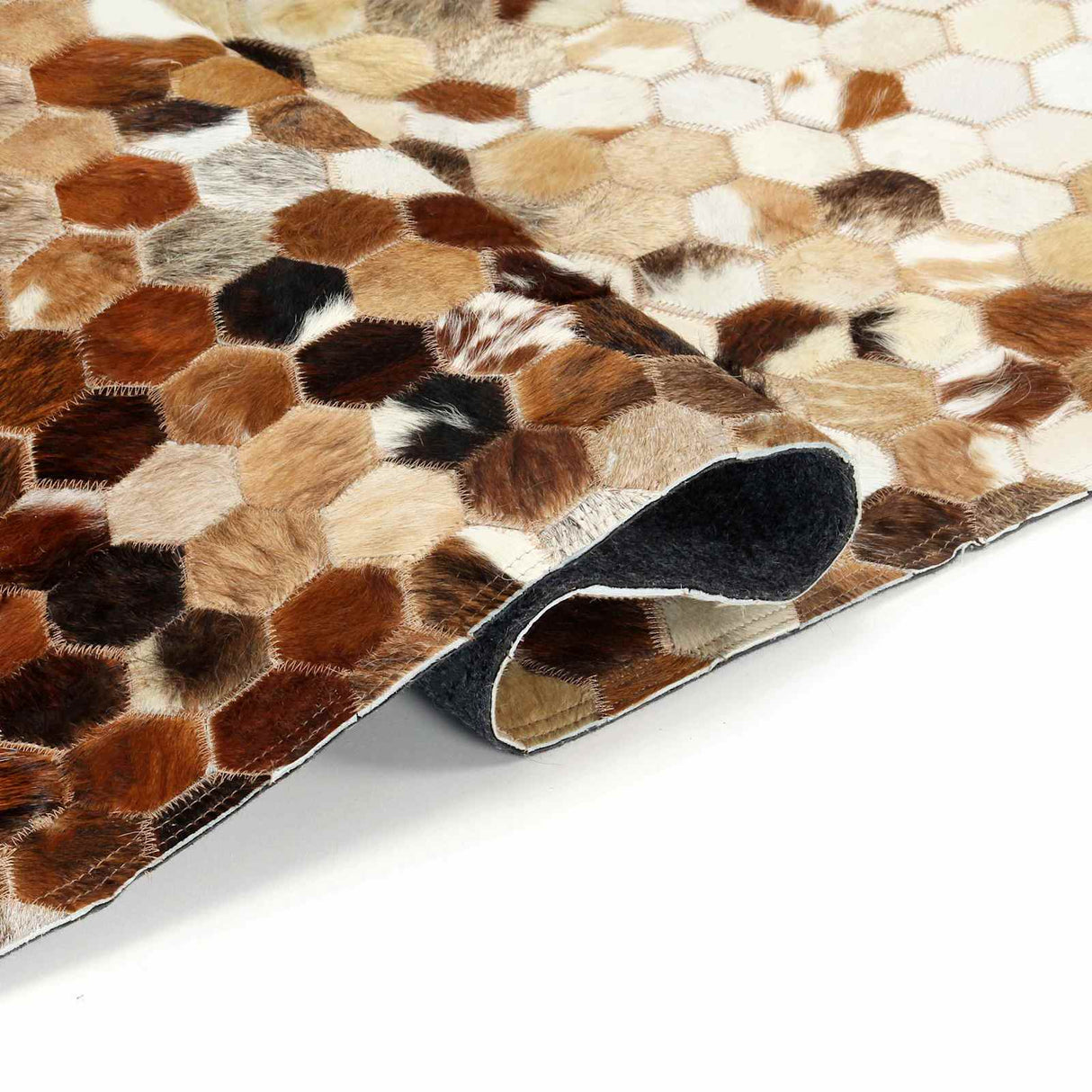 Vidaxl leer tapijt patchwork koeienhuid bruin 170 x 120 cm leer
