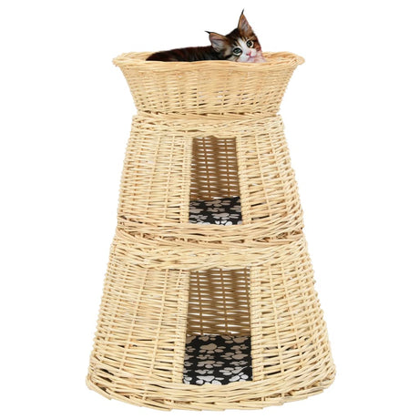 Vidaxx 3-teiliges Katzenkorb-Set mit Kissen 47x34x60cm Naturweide