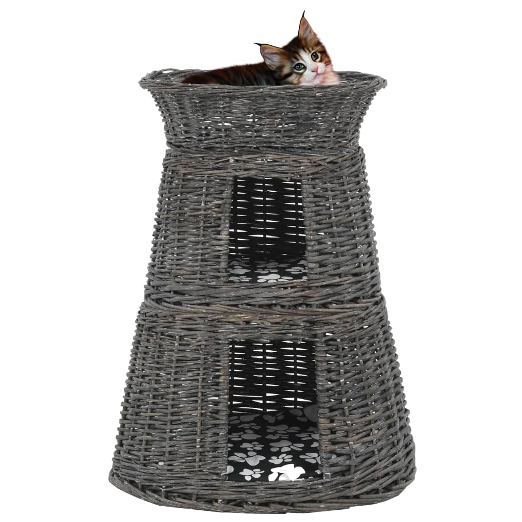 Vidaxx 3-teiliges Katzenkorb-Set mit Kissen 47x34x60 cm Weide