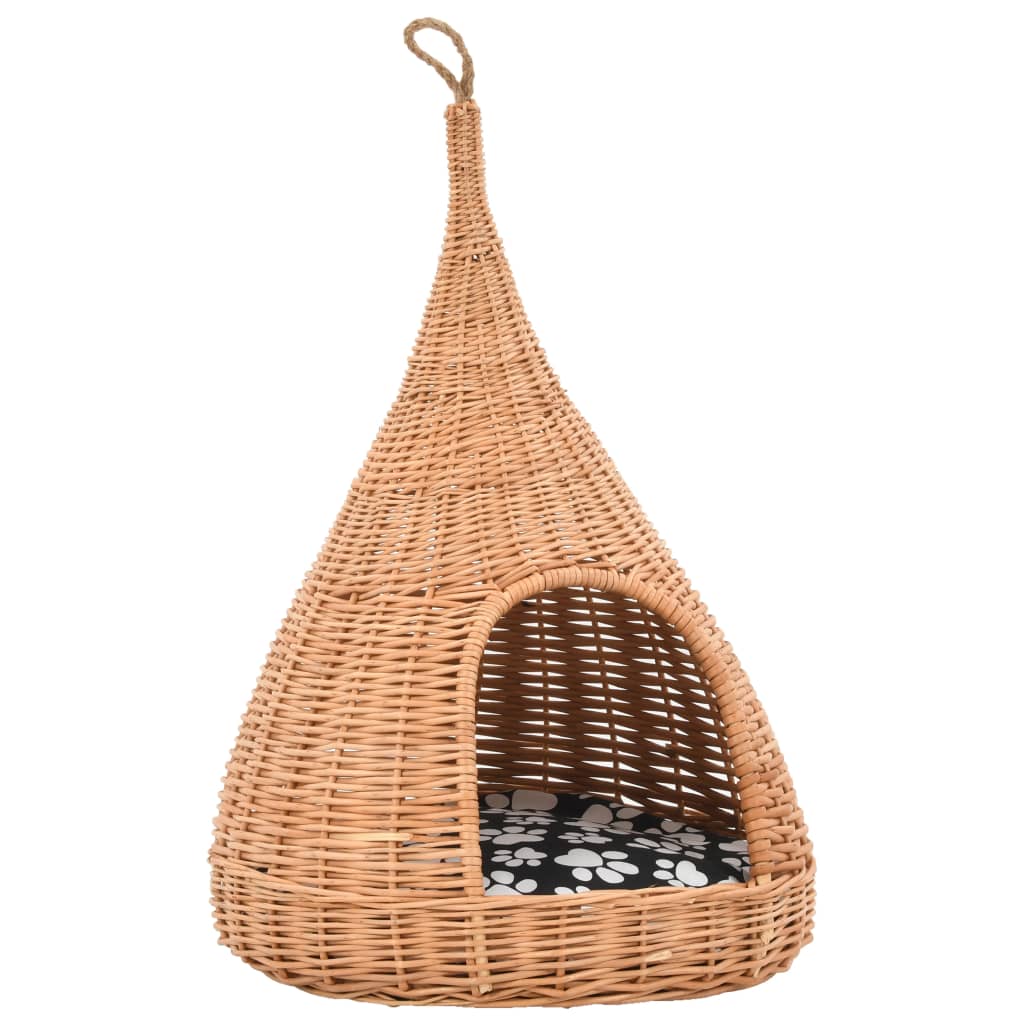 Vidaxl Kattenhuis mit Kissen Tipi 40x60 cm Natural Willows