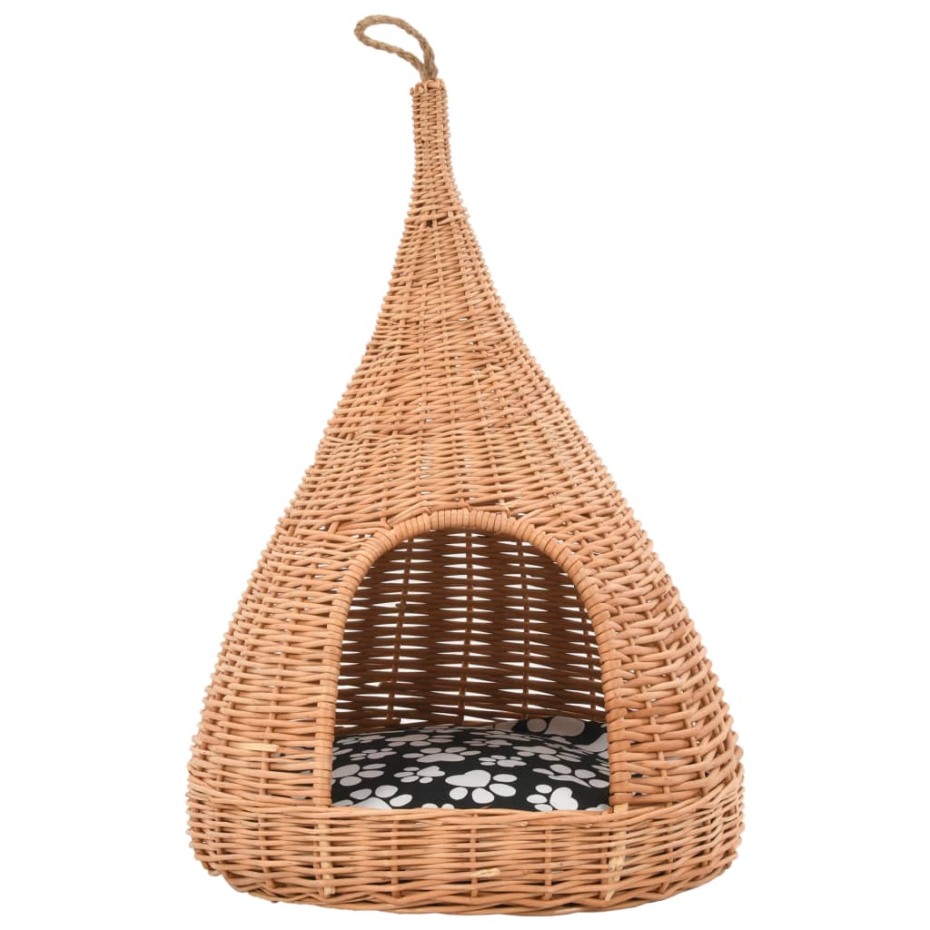 Vidaxl kattenhuis z blazino tipi 40x60 cm naravne vrbe