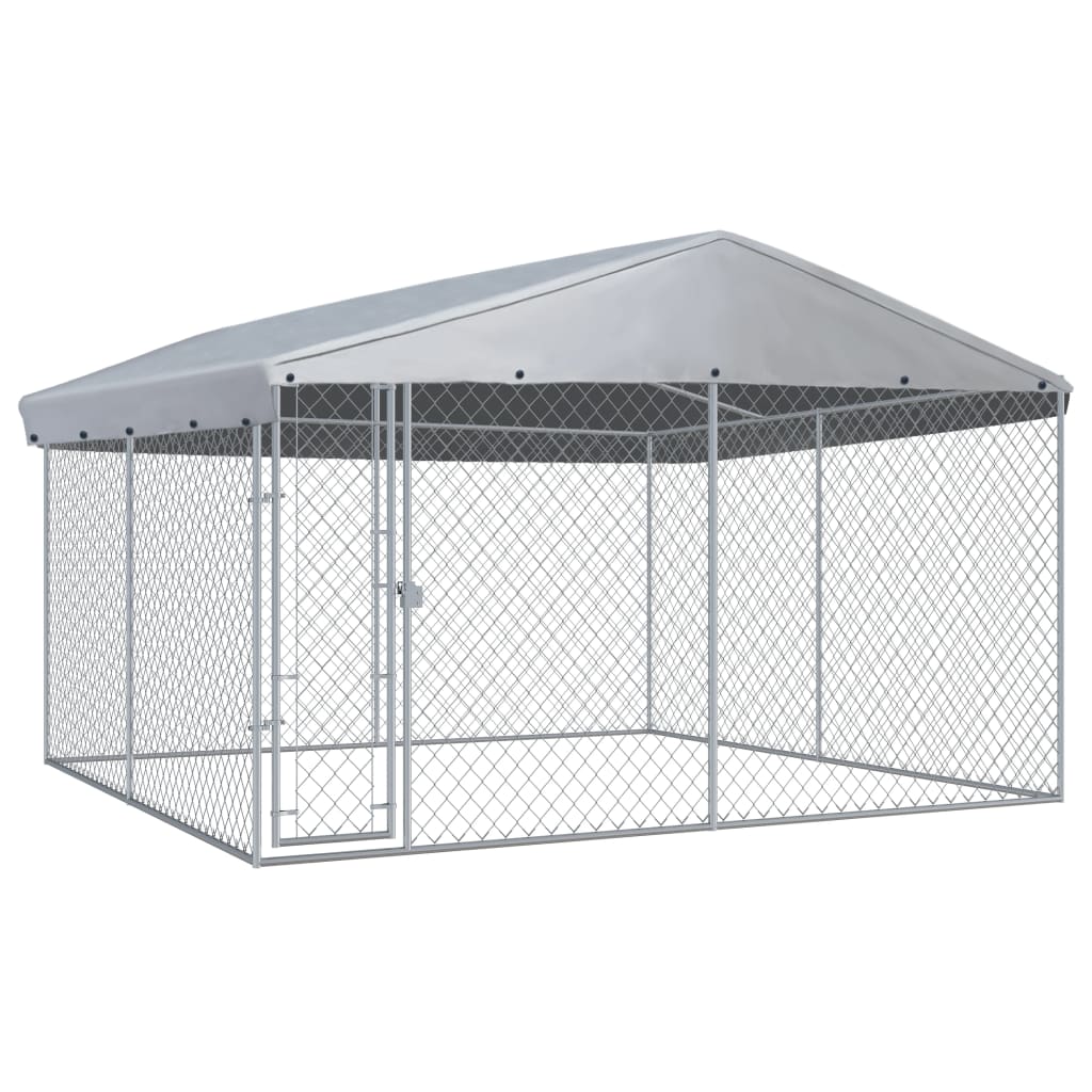 Vidaxl hundkennel för utanför med tak 382x382x225 cm