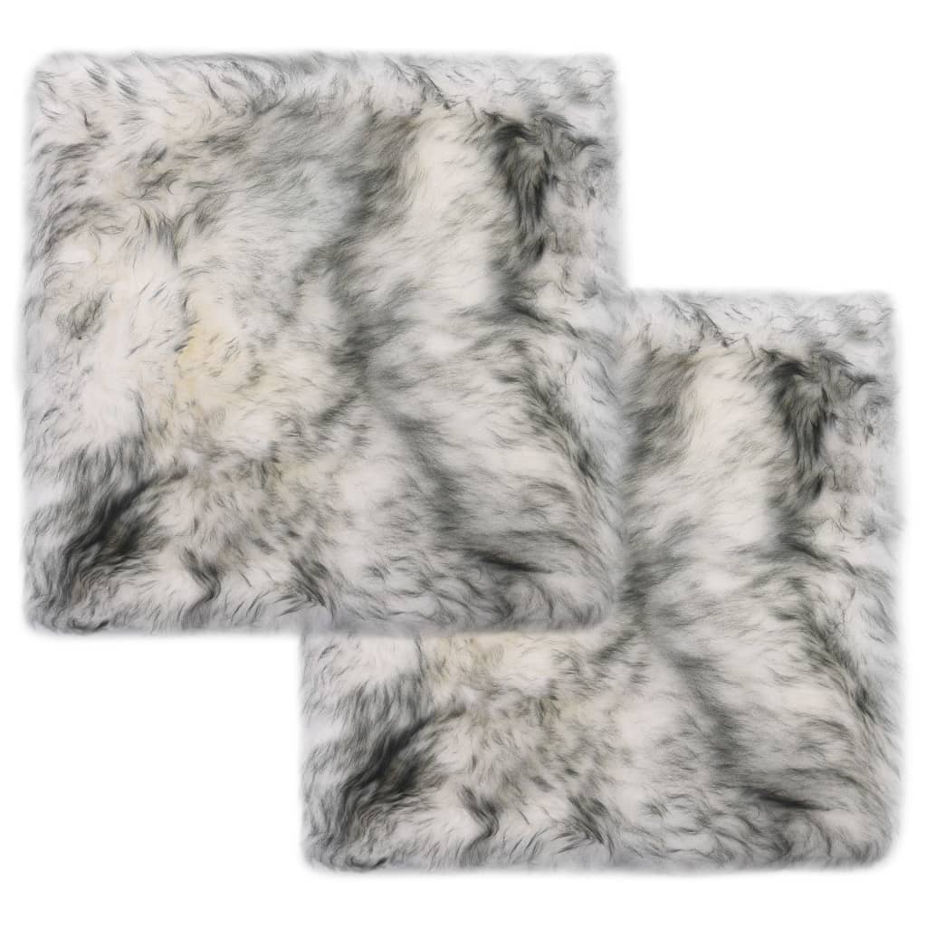 Vidaxl Stolkuddar 2 St 40x40 cm Sheepskin Mixed Dark Grey