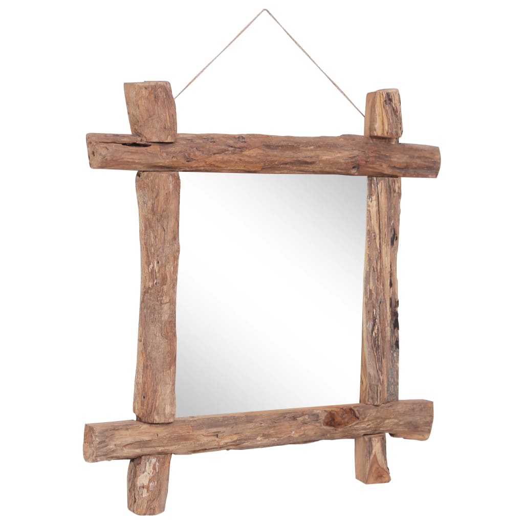 Vidaxl Mirror Wood Blocks70x70 cm Teak reciclado Natural