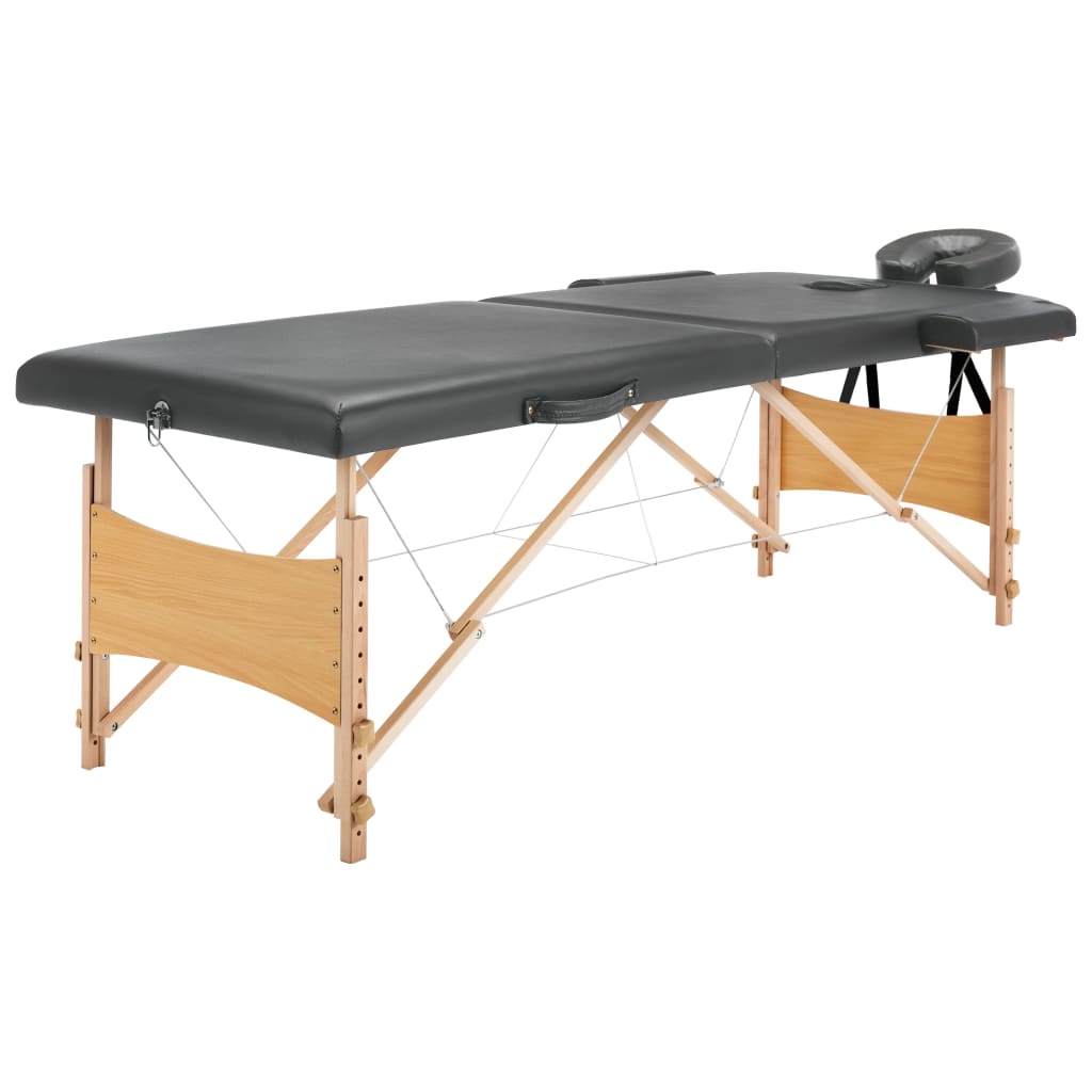 Table de massage Vidaxl avec 2 zones 186x68 cm Cadre en bois anthracite