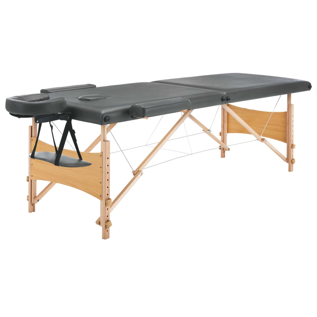 Vidaxl Massagebord med 2 zoner 186x68 cm træramme Anthracite