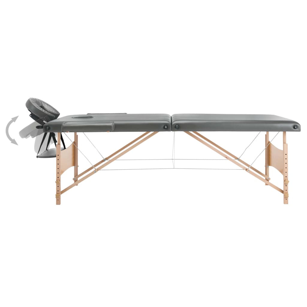 Table de massage Vidaxl avec 2 zones 186x68 cm Cadre en bois anthracite