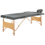 Vidaxl Massagebord med 3 zoner 186x68 cm træramme Anthracite