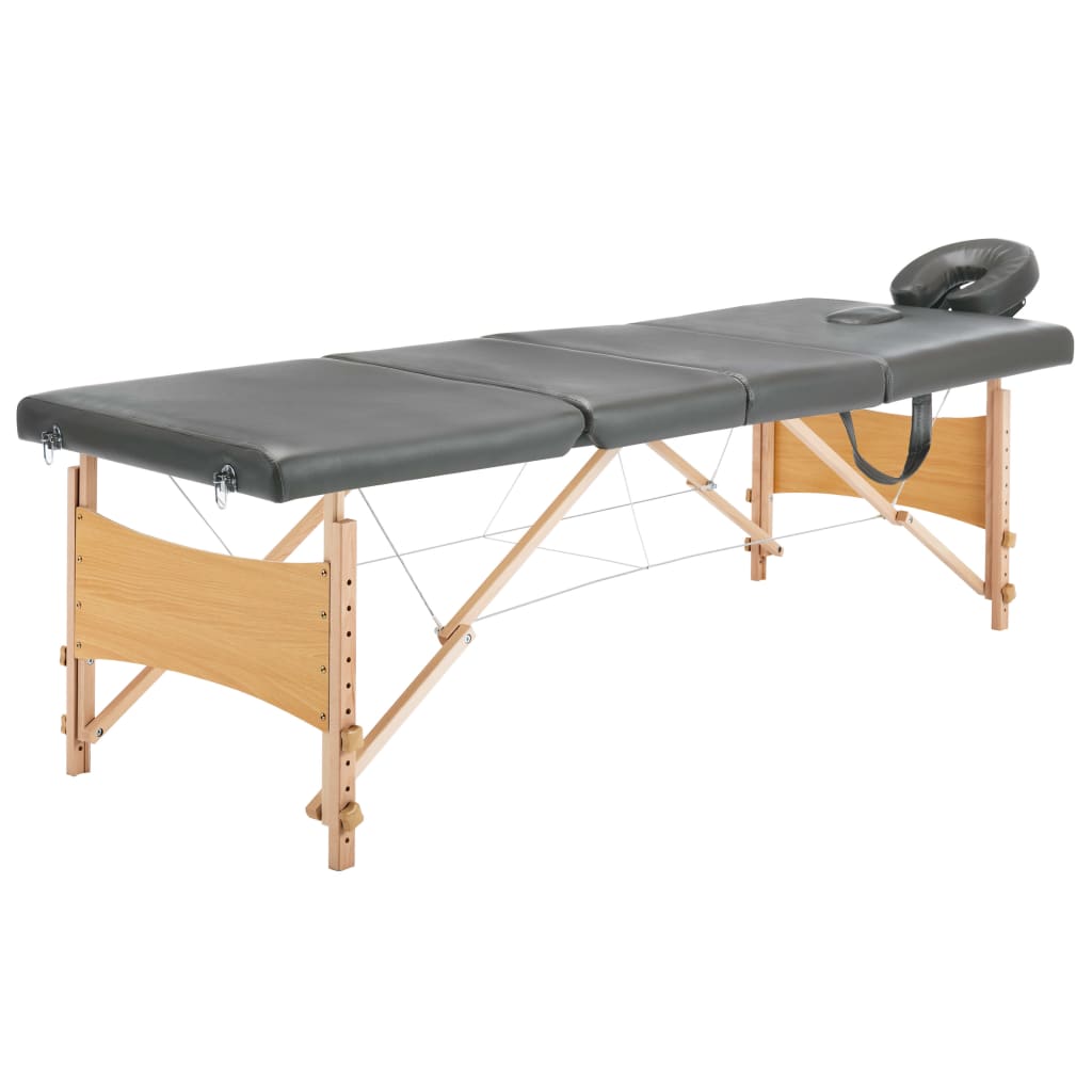 Vidaxl massage table with 4 zones 186x68 cm wooden frame anthracite