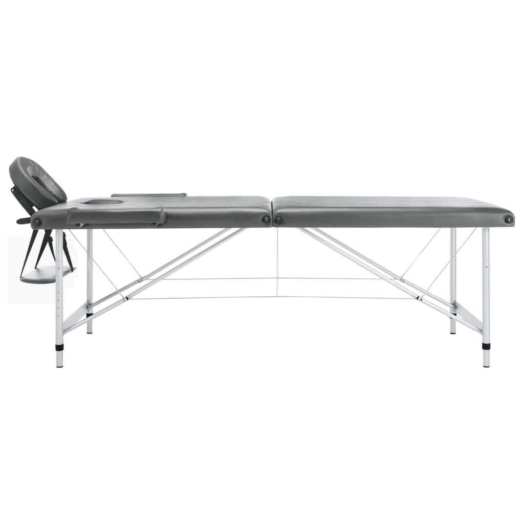 Vidaxl massagetafel met 2 zones 186x68 cm aluminium frame antraciet