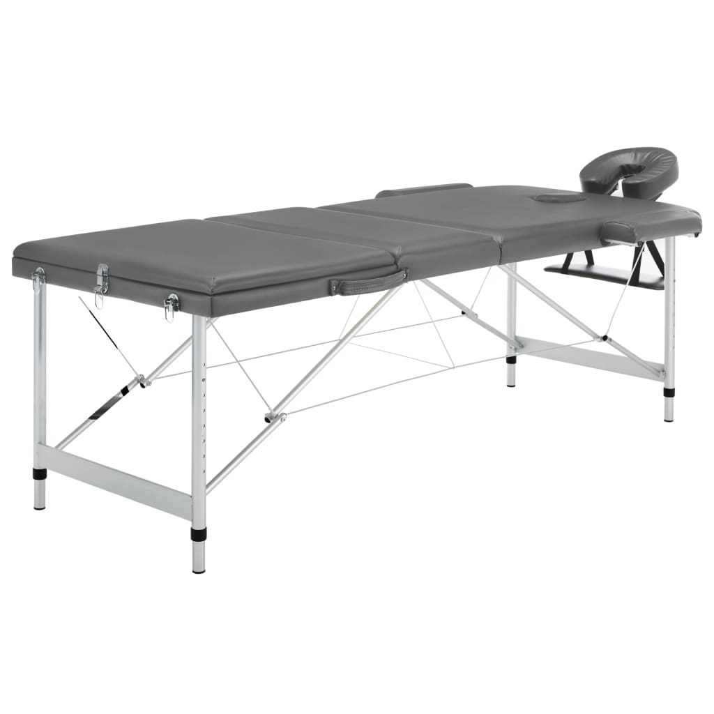 Vidaxl Massagebord med 3 zoner 186x68 cm aluminiumsramme Anthracite