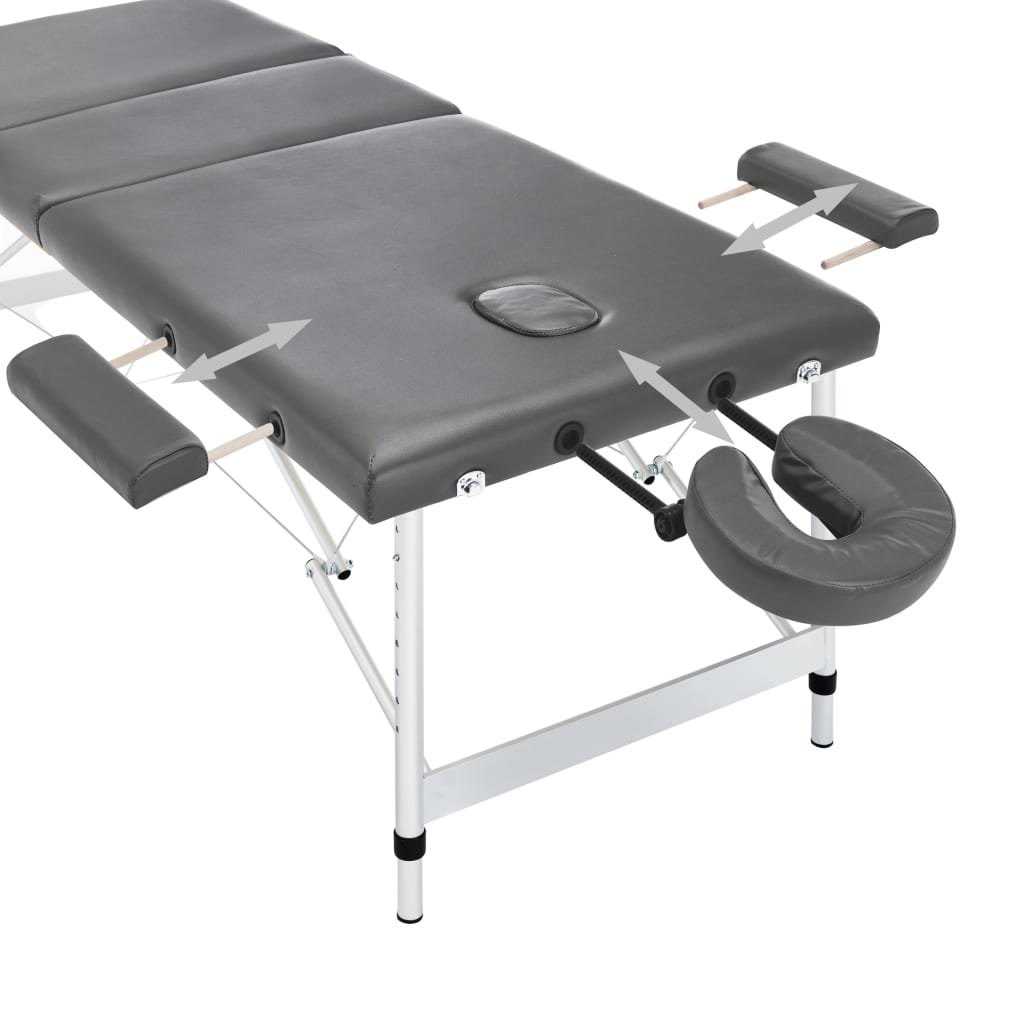 Vidaxl massage table with 3 zones 186x68 cm aluminum frame anthracite