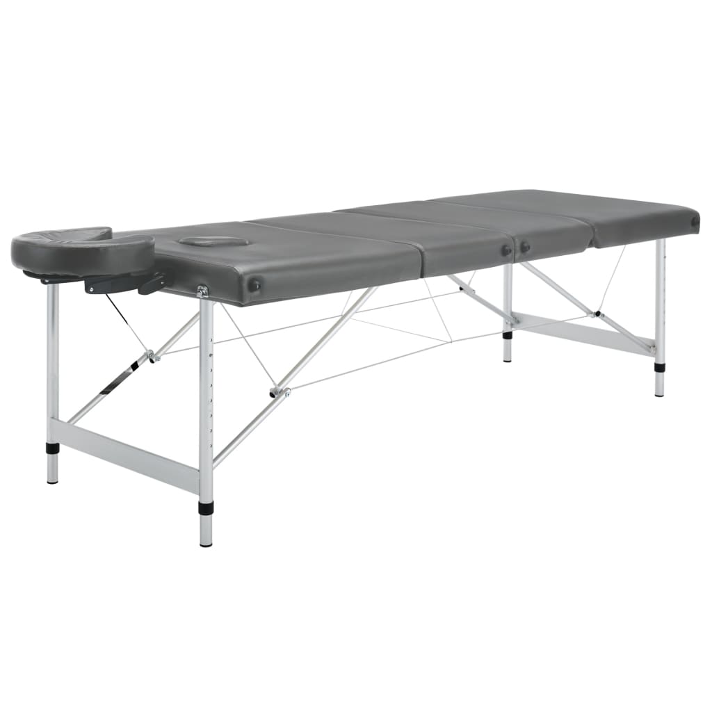 Vidaxl -Massage -Tabelle mit 4 Zonen 186x68 cm Aluminiumrahmen Anthrazit