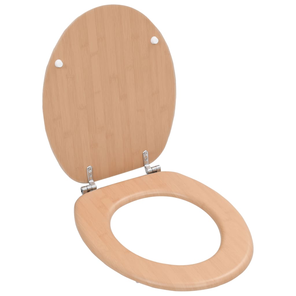 Vidaxl Toilette Sëtzer 2 St mam Deckel Bamboo Design MDF