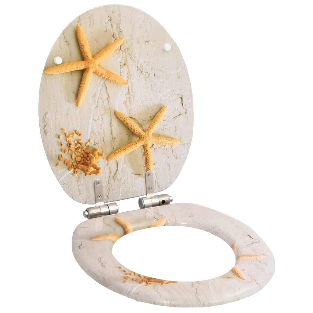 Vidaxl Toilette Sëtzer 2 St mat soft-zouenen Decks MDF Starfish Design