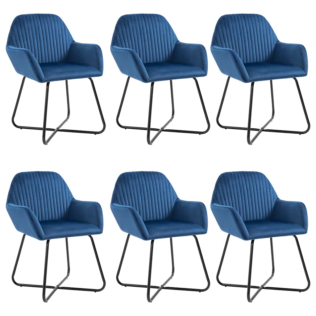 Vidaxl eetkamerstoelen 6 st fluweel blauw