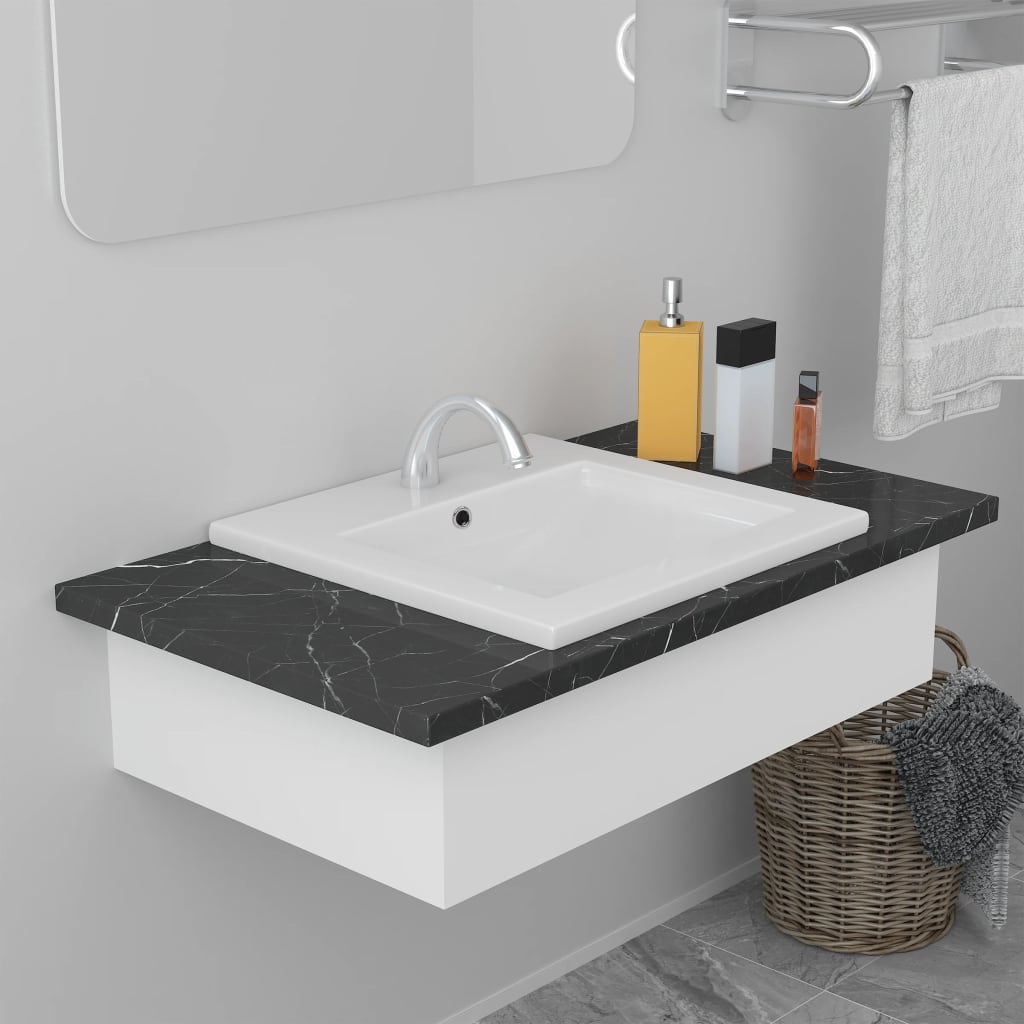 Vidaxl Built -in Tabella di lavaggio 42x39x18 cm bianco ceramico