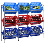 Vidaxl storage rack for 9 crates 145x33x116 steel silver colored