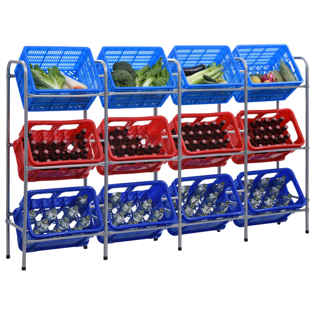 Vidaxx Lagerregal für 12 Kisten 190x33x116 cm Stahl silber
