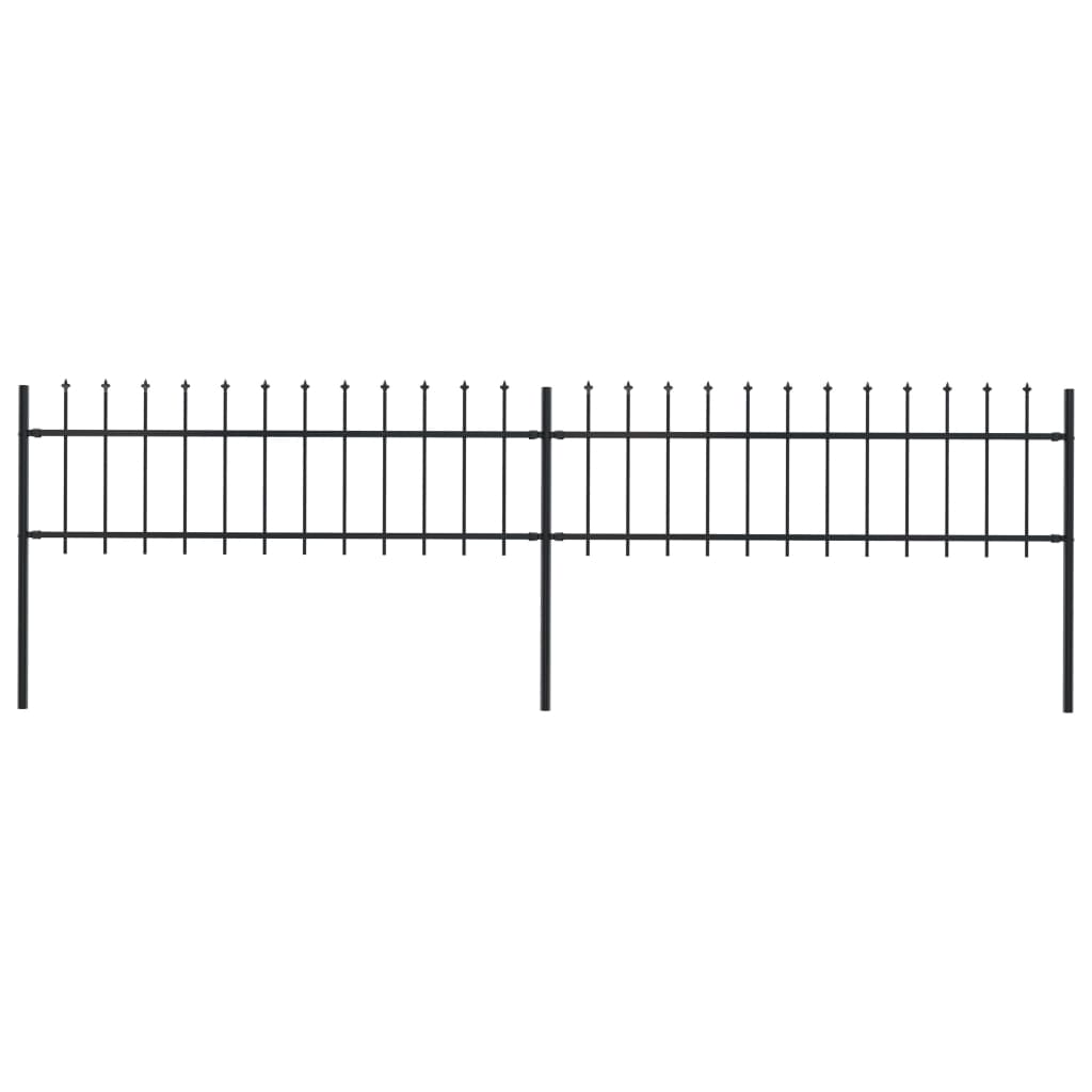 Vidaxl Garden Fence s Spears Top 3,4x0,6 m Steel Black