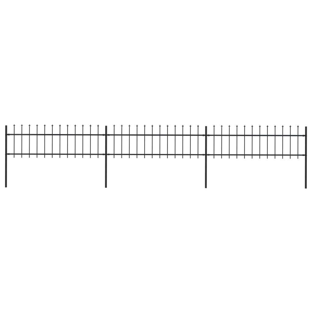 Vidaxl Garden Fence With Spears Top 5.1x0.6 m de acero negro