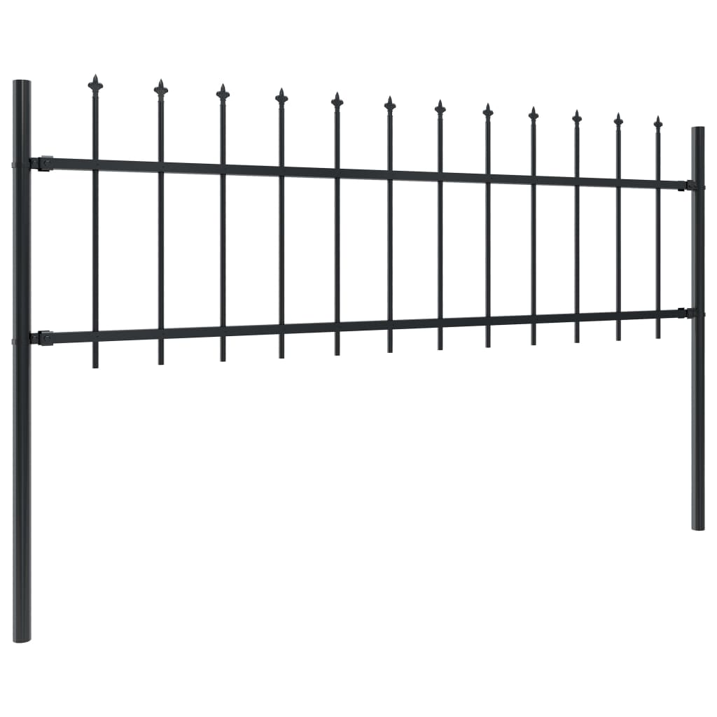 Vidaxl Garden Fence s Spears Top 6,8x0,6 m Steel Black