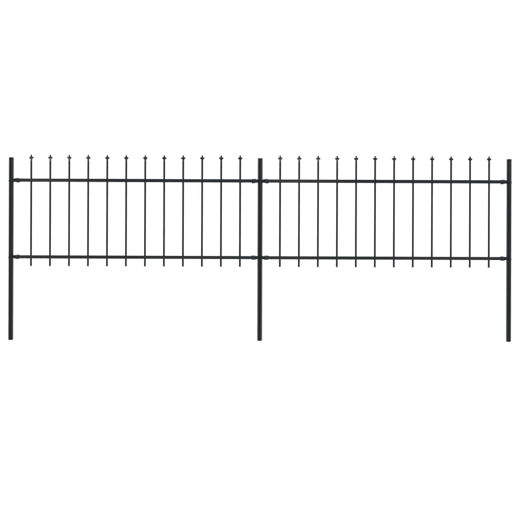 Vidaxl Garden Fence With Spears Top 3.4x0.8 m de acero negro