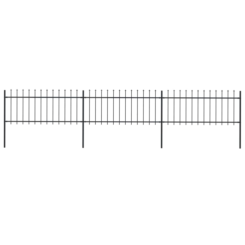 Vidaxl Garden Fence con lance Top 5.1x0,8 m in acciaio nero