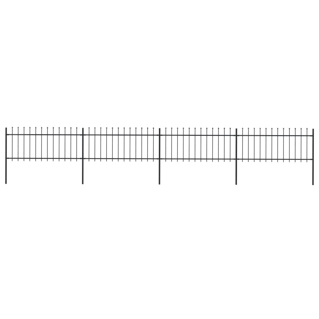 Vidaxl Garden Fence With Spears Top 6.8x0.8 m de acero negro