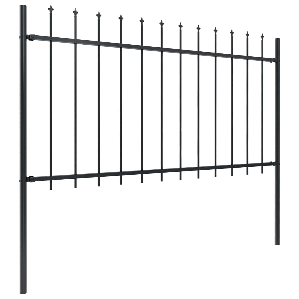 Vidaxl Garden Fence avec Spears Top 5.1x1 m en acier noir