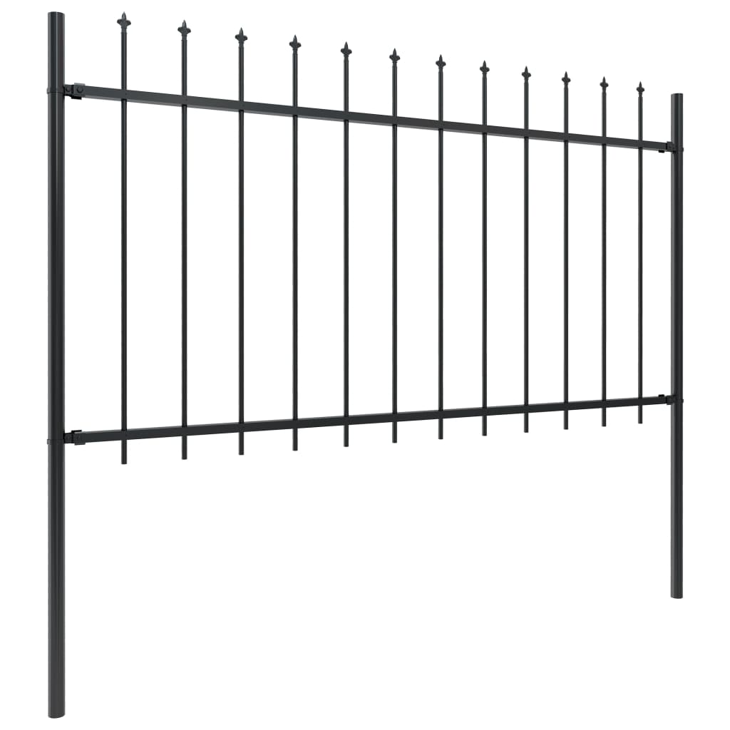 Vidaxl Garden Fence s Spears Top 8,5x1 M Steel Black