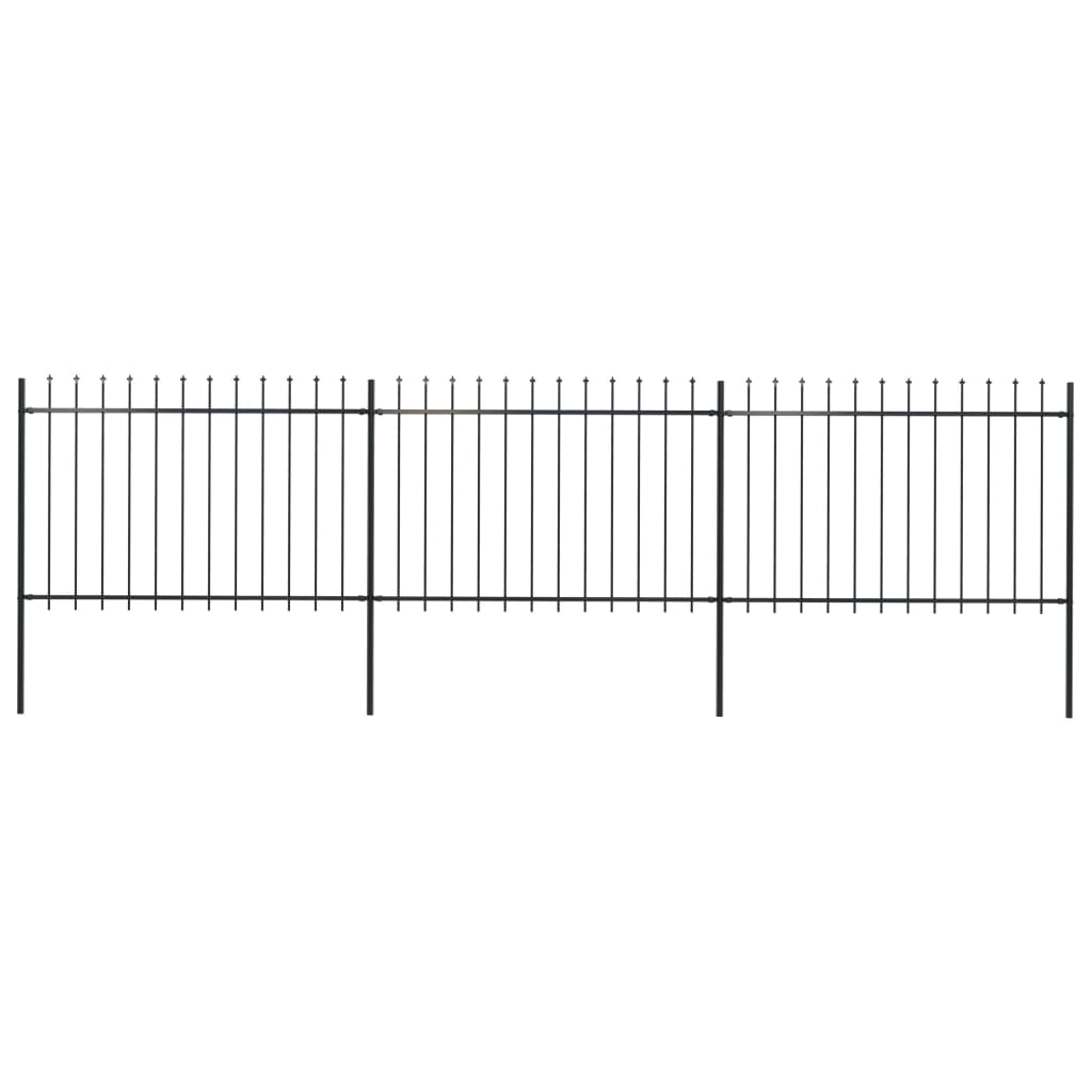 Vidaxl Garden Fence con Spears Top 5.1x1.2 m in acciaio nero