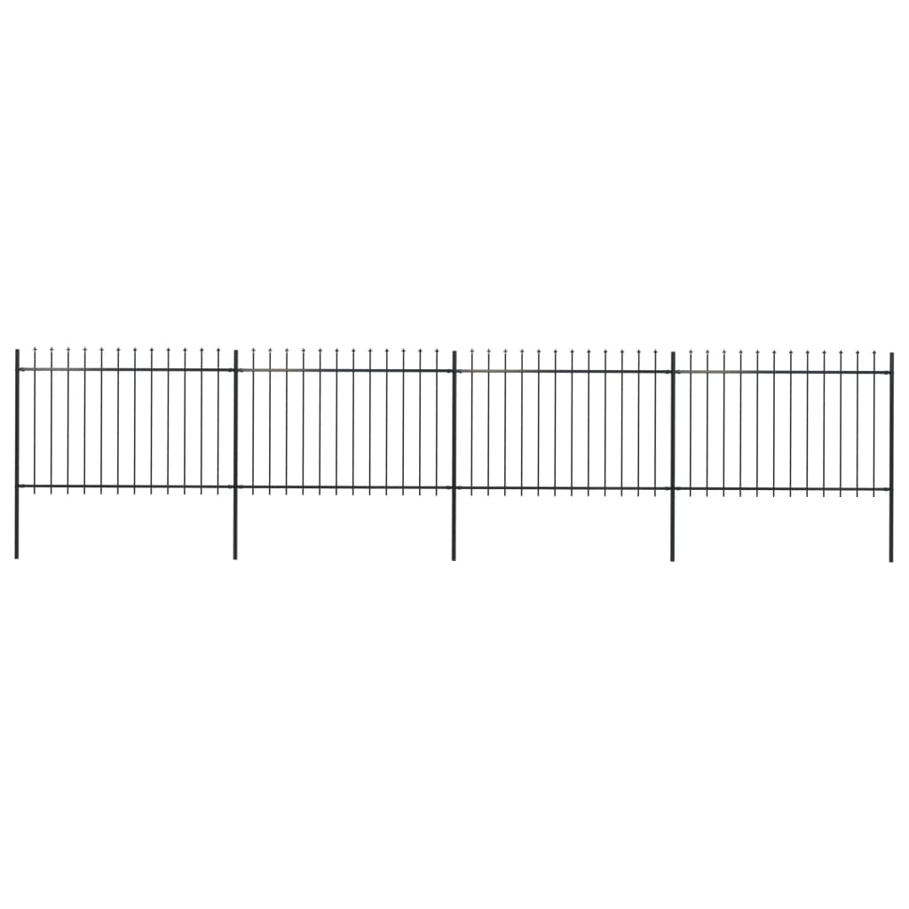 Vidaxl Garden Fence s Spears Top 6,8x1,2 M Steel Black