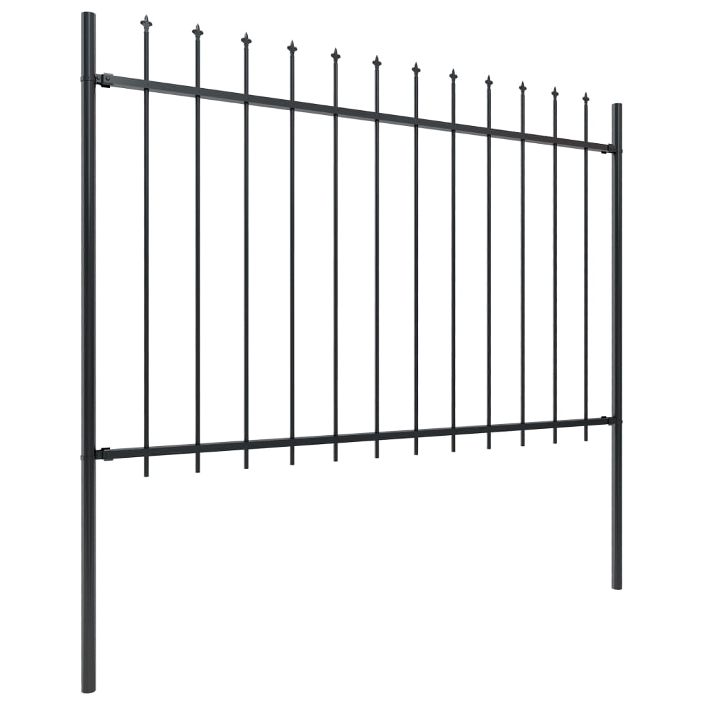 Vidaxl Garden Fence s Spears Top 6,8x1,2 M Steel Black