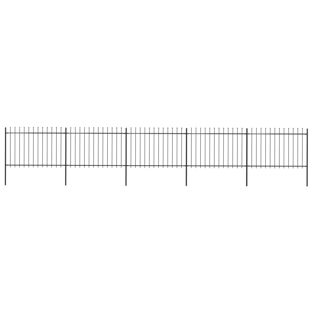 Vidaxl Garden Fence s Spears Top 8,5x1,2 M Steel Black