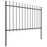 Vidaxl Garden Staket med Spears Top 10.2x1.2 M Steel Black