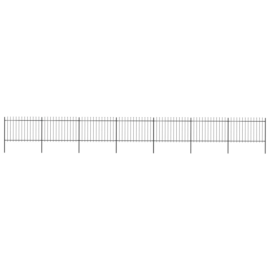 Vidaxl Garden Fence avec Spears Top 11.9x1,2 m en acier noir