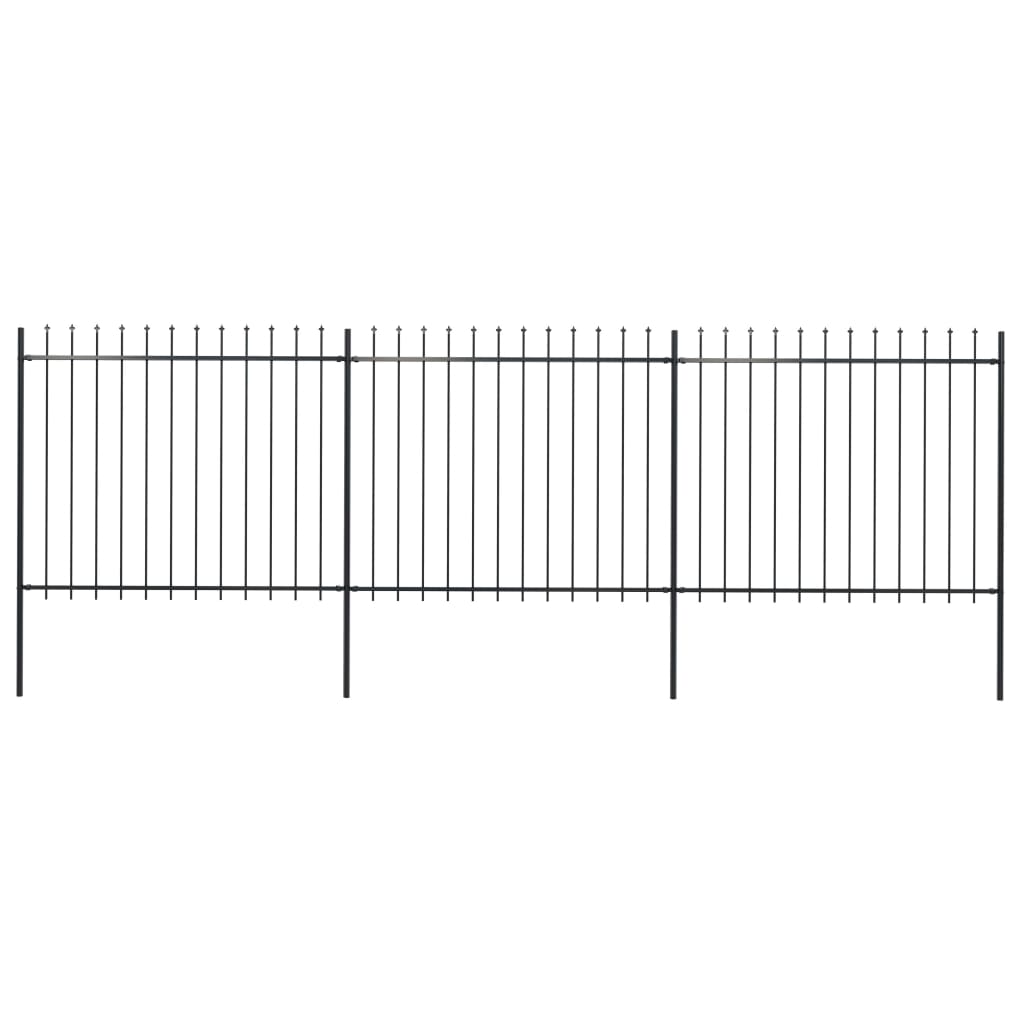 Vidaxl Garden Fence With Spears Top 5.1x1.5 M stål svart