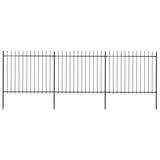 Vidaxl Garden Fence With Spears Top 5.1x1.5 M stål svart